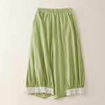 Buddha Stones Summer Casual Vintage Solid Cropped Pants Women's Wide Leg Pants With Pocket