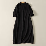 Buddha Stones Summer Minimalist Simple Solid Women's Short Sleeve Dresses With Pocket
