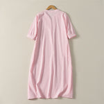 Buddha Stones Summer Minimalist Simple Solid Women's Short Sleeve Dresses With Pocket