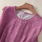 Buddha Stones Summer Elegant Casual Drawstring Polka Dot Women's Summer Sleeveless Dresse With Pocket