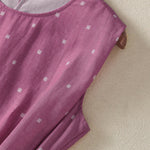 Buddha Stones Summer Elegant Casual Drawstring Polka Dot Women's Summer Sleeveless Dresse With Pocket