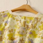 Buddha Stones Spring Summer Vintage Drawstring Floral Women's Short Sleeve Dresses With Pocket