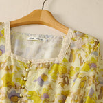 Buddha Stones Spring Summer Vintage Drawstring Floral Women's Short Sleeve Dresses With Pocket