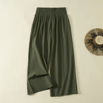 Buddha Stones Spring Summer Casual Minimalist Solid Long Pants Women's Wide Leg Pants With Pocket