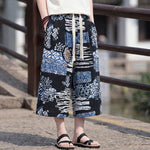 Buddha Stones Summer Boho Vintage Drawstring Floral Capri Pants Men's Straight Leg Pants With Pocket