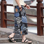Buddha Stones Summer Boho Vintage Drawstring Floral Capri Pants Men's Straight Leg Pants With Pocket