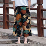 Buddha Stones Summer Boho Vintage Drawstring Floral Capri Pants Men's Straight Leg Pants With Pocket