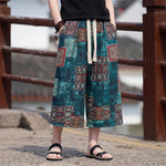 Buddha Stones Summer Boho Vintage Drawstring Floral Capri Pants Men's Straight Leg Pants With Pocket