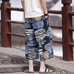 Buddha Stones Summer Boho Vintage Drawstring Floral Capri Pants Men's Straight Leg Pants With Pocket