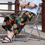 Buddha Stones Summer Boho Vintage Drawstring Floral Capri Pants Men's Straight Leg Pants With Pocket
