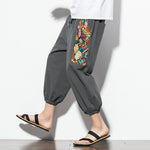 Buddha Stones Summer Casual Boho Drawstring Abstract Capri Pants Men's Harem Pants With Pocket
