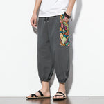 Buddha Stones Summer Casual Boho Drawstring Abstract Capri Pants Men's Harem Pants With Pocket
