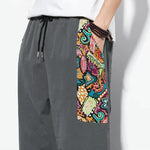 Buddha Stones Summer Casual Boho Drawstring Abstract Capri Pants Men's Harem Pants With Pocket
