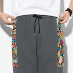 Buddha Stones Summer Casual Boho Drawstring Abstract Capri Pants Men's Harem Pants With Pocket