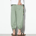 Buddha Stones Summer Casual Boho Drawstring Abstract Capri Pants Men's Harem Pants With Pocket