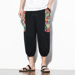 Buddha Stones Summer Casual Boho Drawstring Abstract Capri Pants Men's Harem Pants With Pocket