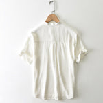 Buddha Stones Summer Casual Tang Style Mandarin Collar Button-Up Solid Men's Short Sleeve Shirts With Pocket