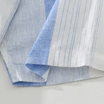 Buddha Stones Summer Casual Tang Style Mandarin Collar Striped Men's Short Sleeve Shirts