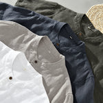 Buddha Stones Summer Tang Style Casual Mandarin Collar Button Up Solid Men's Short Sleeve Shirts