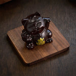 Buddha Stones Attract Wealth Lucky Cat Ebony Wood Carved Blessing Decoration