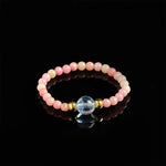 Buddha Stones 2mm Mini Beads Natural Rhodonite Aquamarine Topaz Rose Quartz Healing Elastic Ring