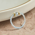 Buddha Stones 2mm Mini Beads Natural Rhodonite Aquamarine Topaz Rose Quartz Healing Elastic Ring