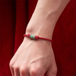 Buddha Stones Handmade Red String Jade Protection Braided Sliding Knot Bracelet