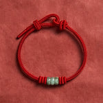 Buddha Stones Handmade Red String Jade Protection Braided Sliding Knot Bracelet
