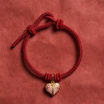 Buddha Stones Handmade Braided Red String Love Heart Charm Protection Luck Bracelet