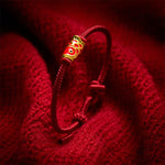 Buddha Stones Hand-Woven Red String Koi Fish Strength Adjustable Braided Cord Bracelet