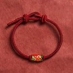 Buddha Stones Hand-Woven Red String Koi Fish Strength Adjustable Braided Cord Bracelet