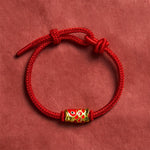 Buddha Stones Hand-Woven Red String Koi Fish Strength Adjustable Braided Cord Bracelet