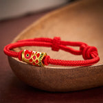 Buddha Stones Hand-Woven Red String Koi Fish Strength Adjustable Braided Cord Bracelet