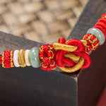 Buddha Stones Hand-Woven Love Heart Knot Jade Luck Braided Cord Bracelet
