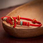 Buddha Stones Hand-Woven Love Heart Knot Jade Luck Braided Cord Bracelet