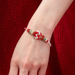 Buddha Stones Hand-Woven Love Heart Knot Jade Luck Braided Cord Bracelet