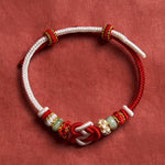 Buddha Stones Hand-Woven Love Heart Knot Jade Luck Braided Cord Bracelet