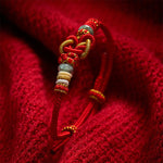 Buddha Stones Hand-Woven Love Heart Knot Jade Luck Braided Cord Bracelet