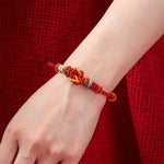Buddha Stones Hand-Woven Love Heart Knot Jade Luck Braided Cord Bracelet