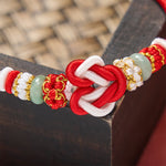 Buddha Stones Hand-Woven Love Heart Knot Jade Luck Braided Cord Bracelet