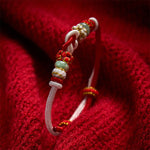 Buddha Stones Hand-Woven Love Heart Knot Jade Luck Braided Cord Bracelet