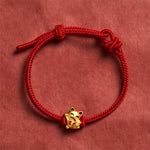 Buddha Stones Handmade Braided Red String Golden Lucky Cat Fortune Adjustable Bracelet