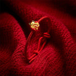 Buddha Stones Handmade Braided Red String Golden Lucky Cat Fortune Adjustable Bracelet