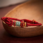 Buddha Stones Chinese Knotting Luck Jade Hand-Woven Adjustable Bracelet