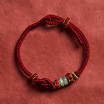 Buddha Stones Chinese Knotting Luck Jade Hand-Woven Adjustable Bracelet