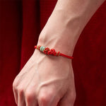 Buddha Stones Chinese Knotting Luck Jade Hand-Woven Adjustable Bracelet