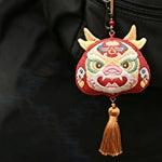 Buddha Stones Chinese Zodiac Embroidered Dragon Tiger Tassel Luck Cute Animal Decor