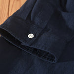 Buddha Stones Summer Casual Minimalist Button-Up Solid Cotton Linen Men's Short Sleeve Shirts With Pocket