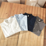 Buddha Stones Summer Casual Minimalist Button-Up Solid Cotton Linen Men's Short Sleeve Shirts With Pocket
