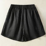 Buddha Stones Summer Casual Boho Solid Decorative Side Lace Women's Shorts With Pockets